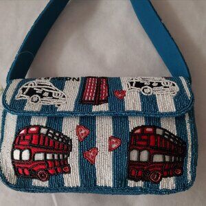 AMERICA AND BEYOND LONDON BIG BEN STRIPED BEADED PURSE NWT